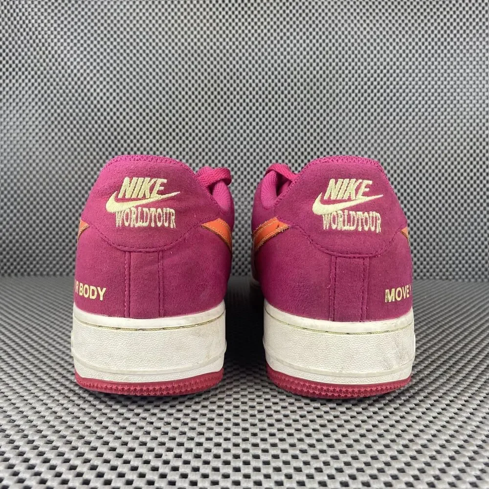 Nike Air Force 1 Low LV8 World Tour Fireberry Sneakers Mens 10 Pink Lace Up